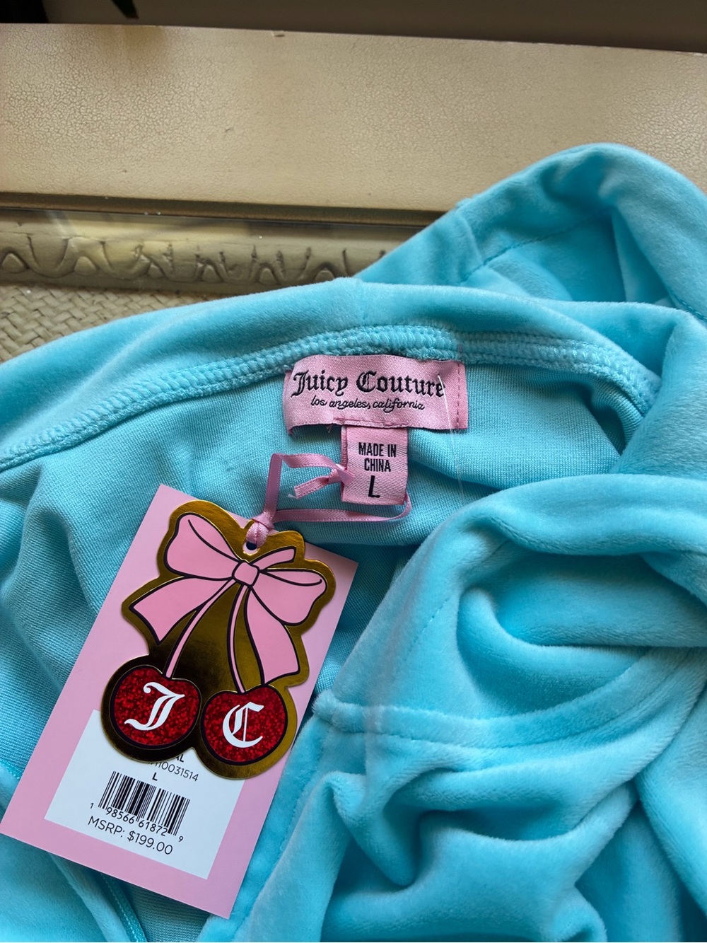 Juicy Couture Aqua Velour Track Hoodie & Pants Set - Picture 5 of 5